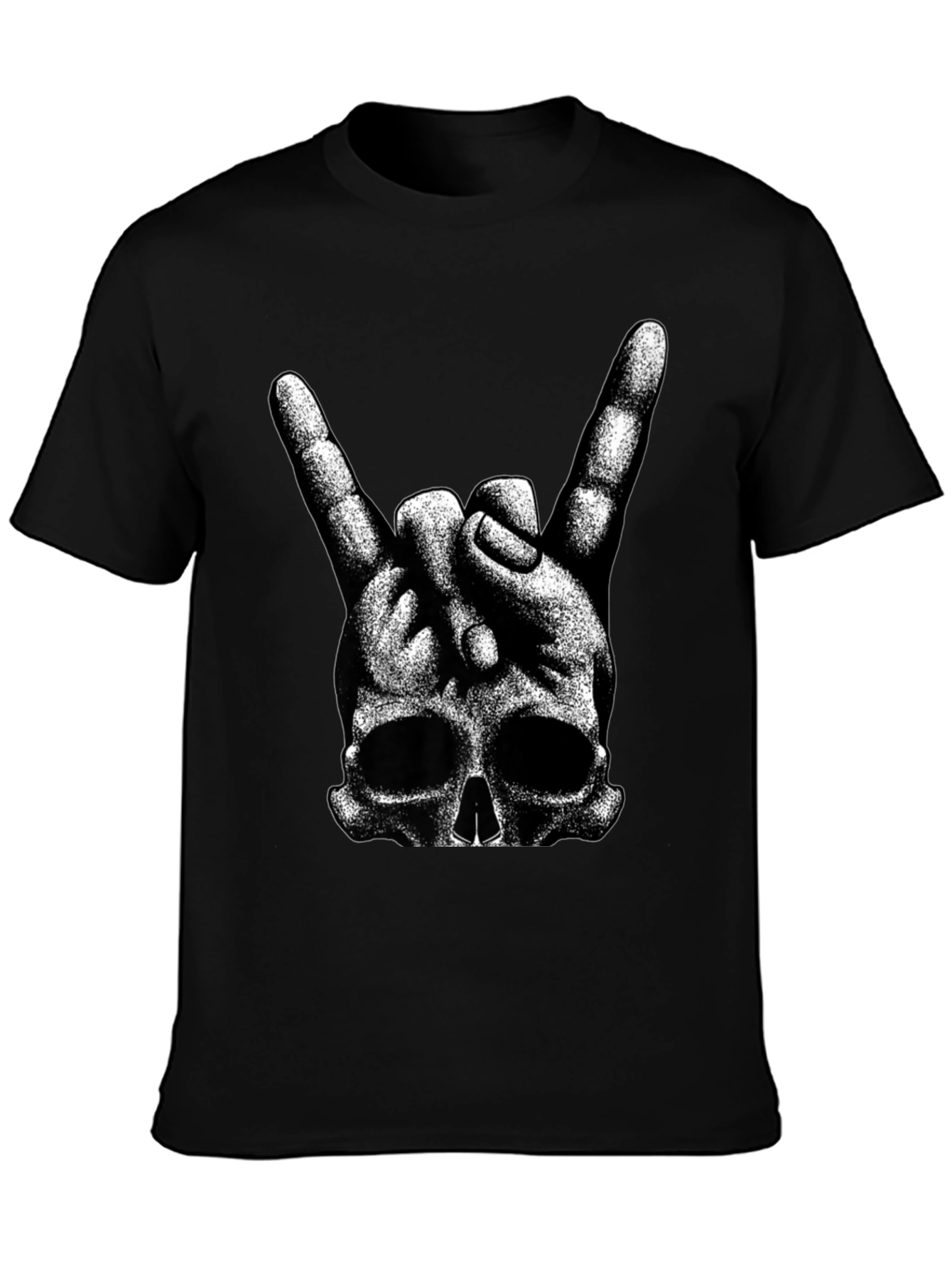 Rock On Skull T-Shirt - Black Graphic Tee