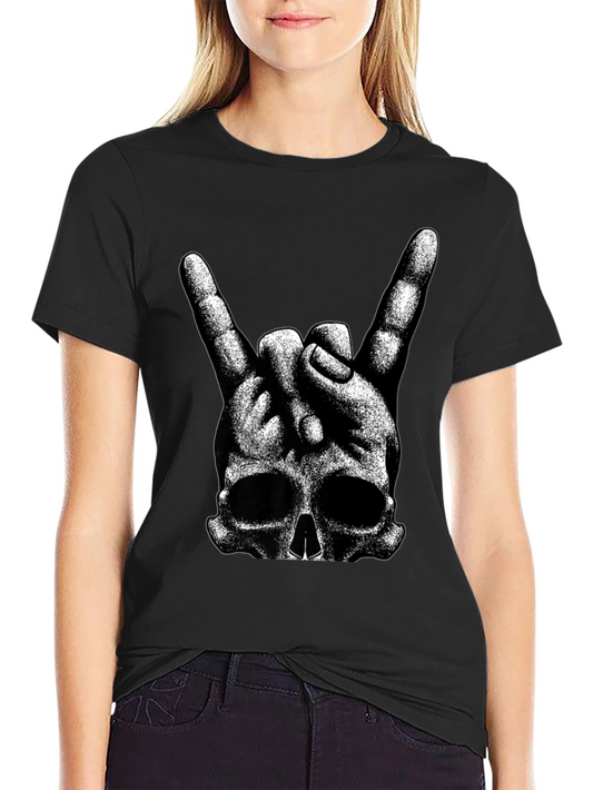 Rock On Skull T-Shirt - Black Graphic Tee