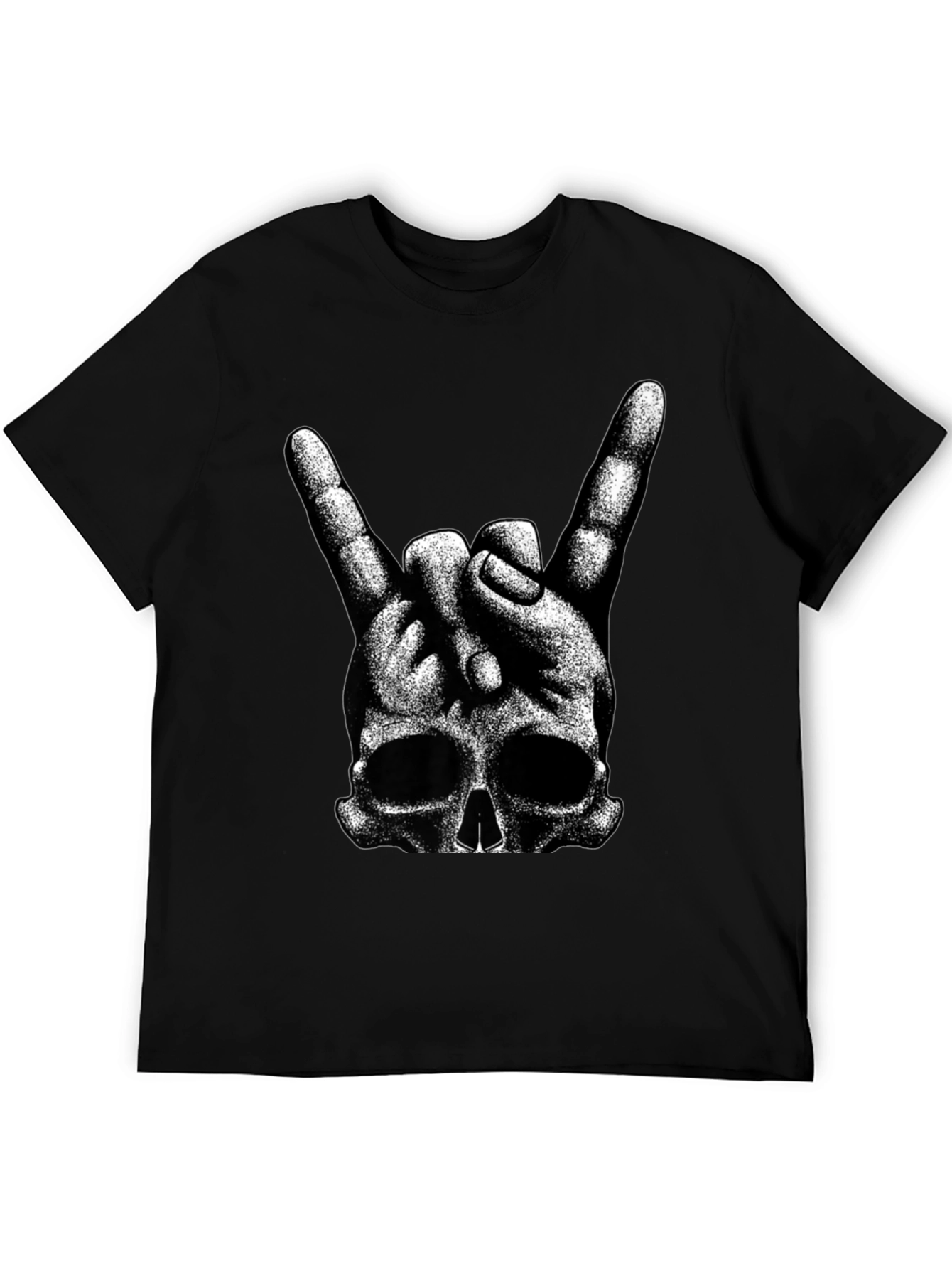 Rock On Skull T-Shirt - Black Graphic Tee