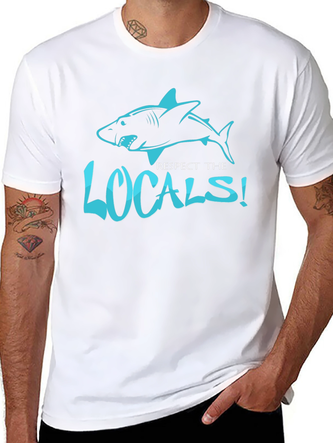 Respect the Locals Shark Graphic Black T-Shirt