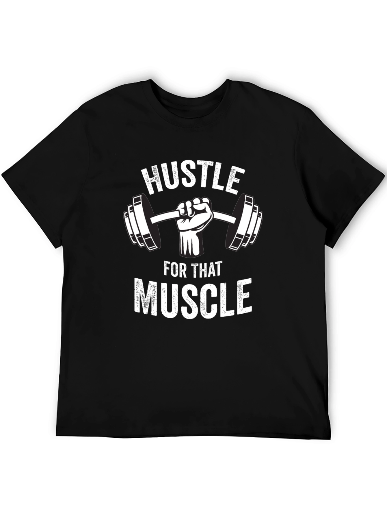 Hustle for that Muscle Black Graphic T-Shirt