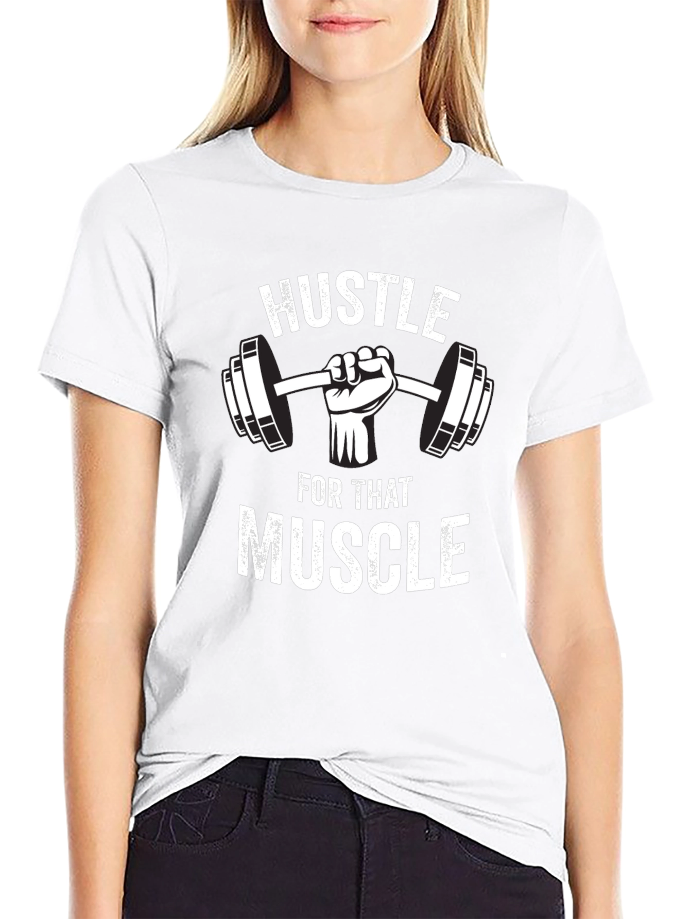 Hustle for that Muscle Black Graphic T-Shirt
