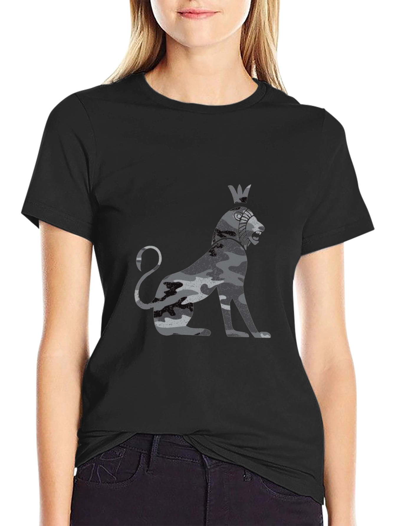Lion King Camo Print Black T-Shirt