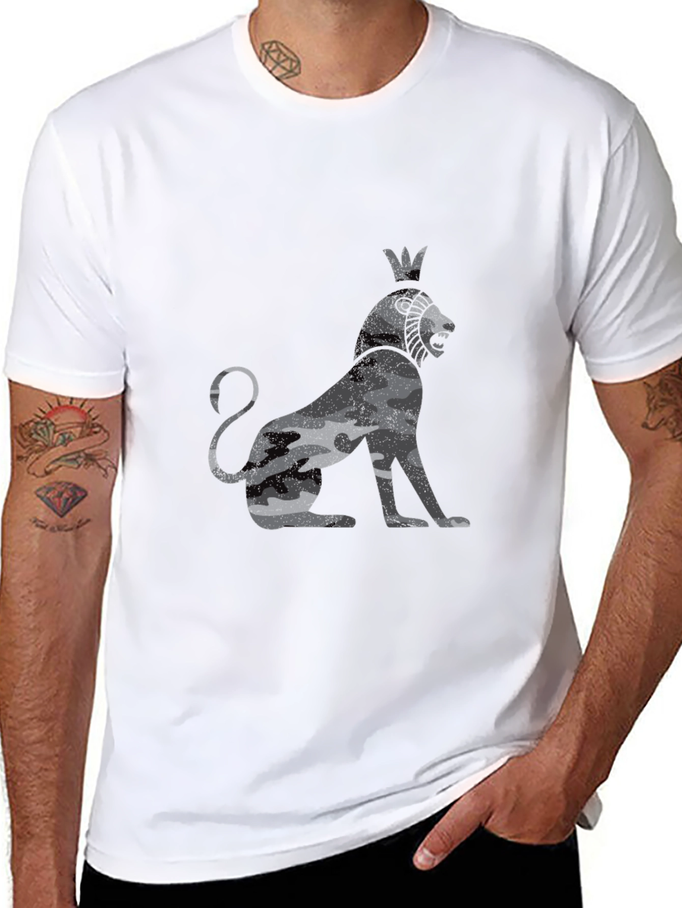 Lion King Camo Print Black T-Shirt