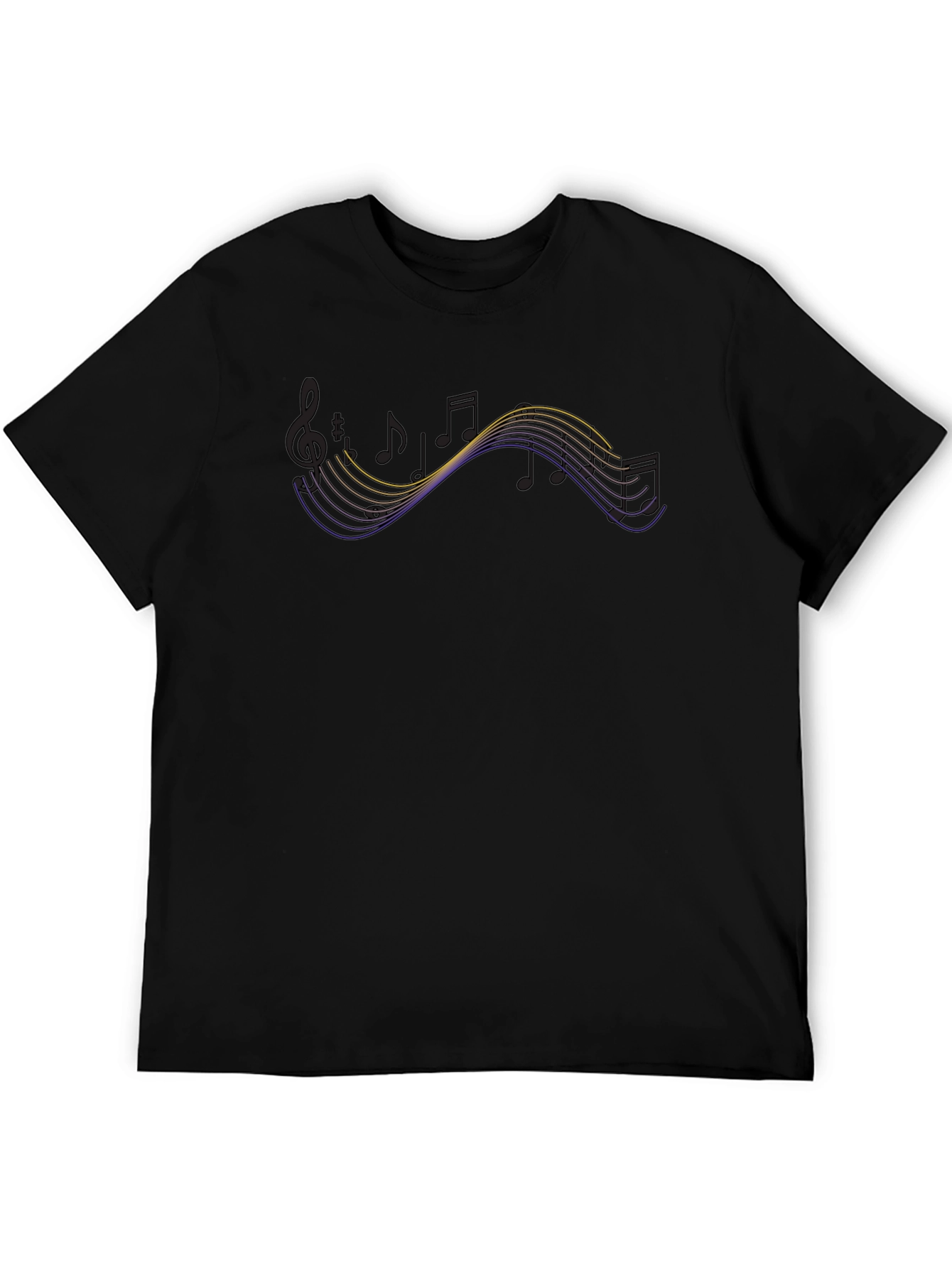 Musical Notes Graphic T-Shirt - Black
