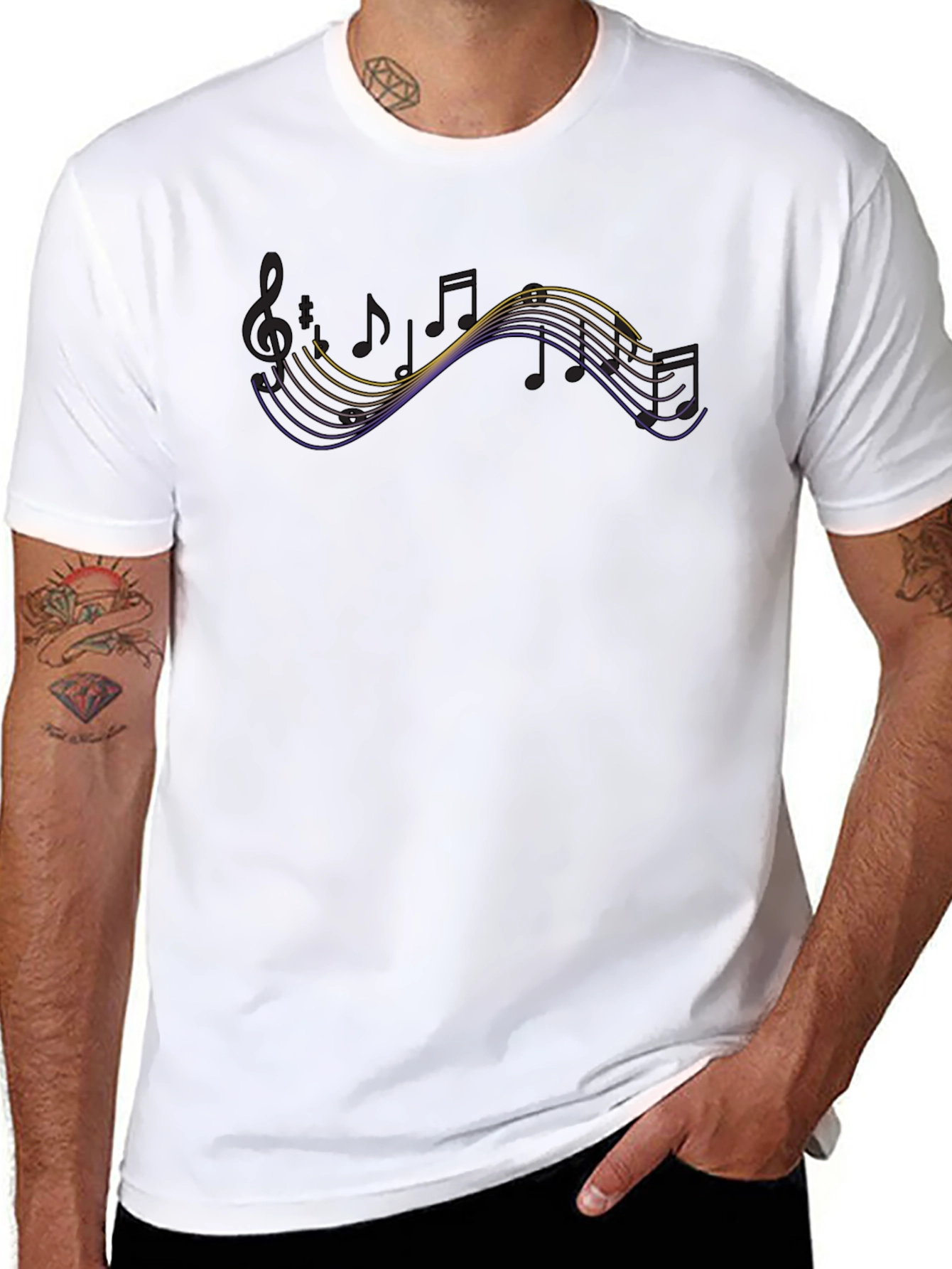 Musical Notes Graphic T-Shirt - Black