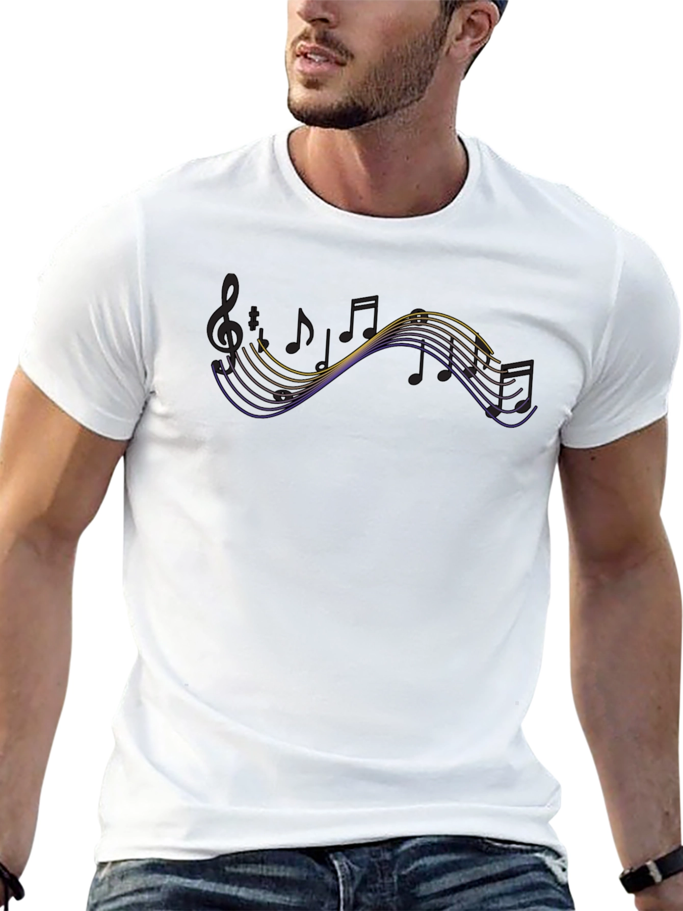 Musical Notes Graphic T-Shirt - Black