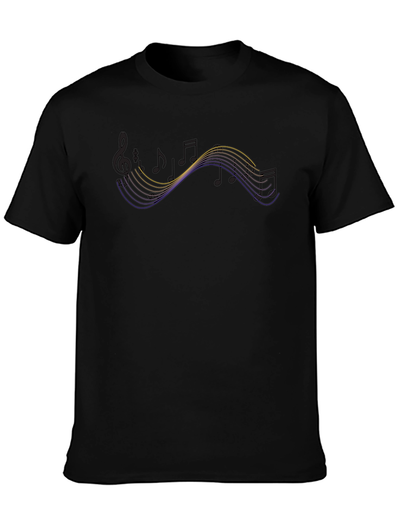Musical Notes Graphic T-Shirt - Black