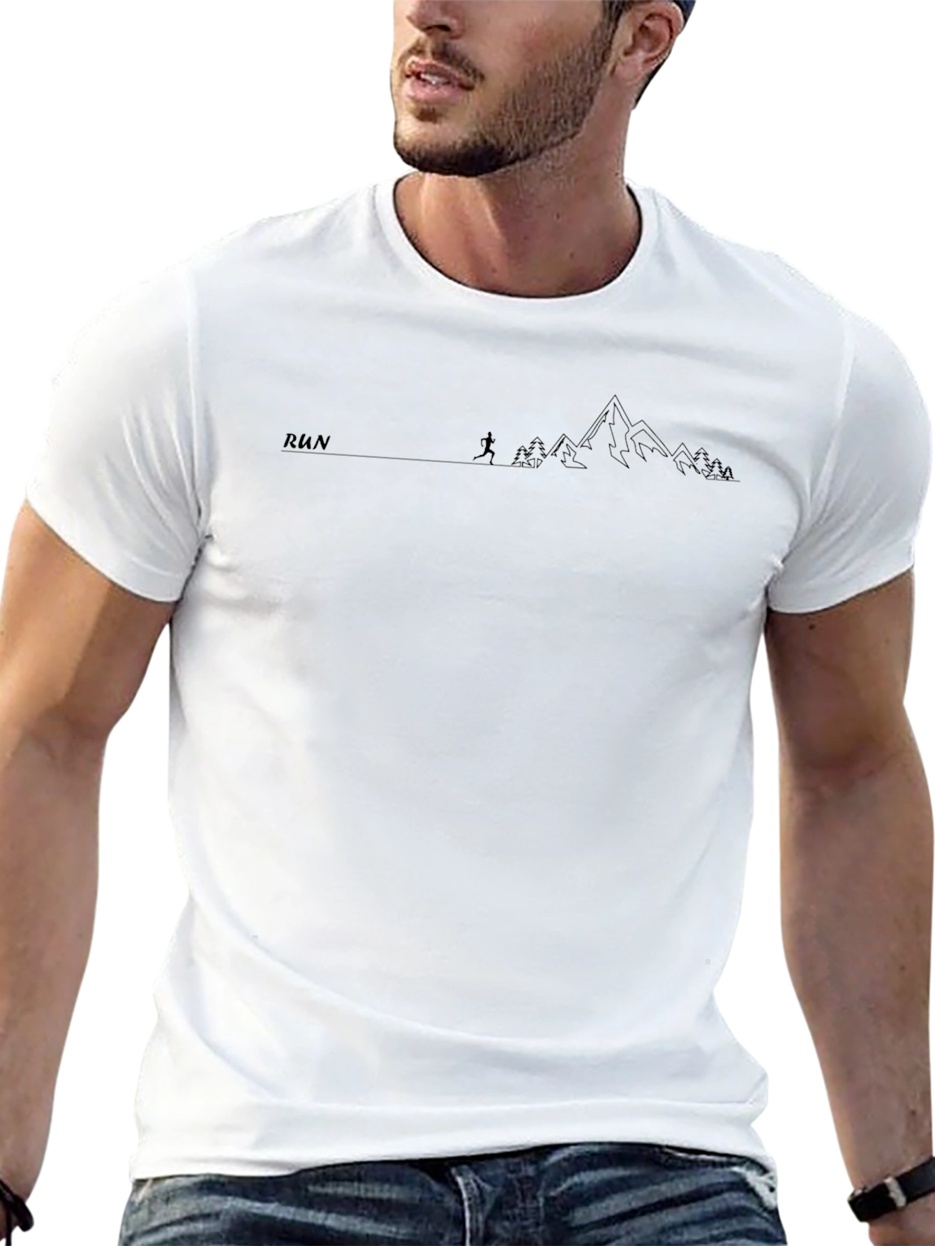 Mens Black RUN Graphic Tee
