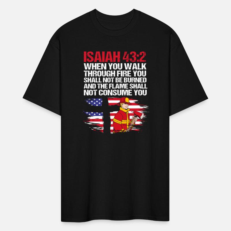 American Flag Bible Verse Isaiah 43 2 Firefighter