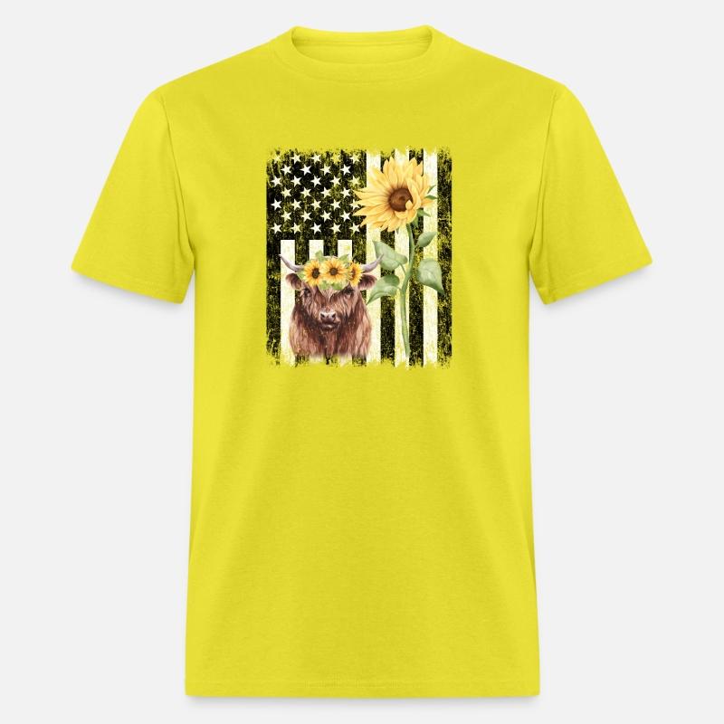 American Flag Farm Cow Sunflower Farming Highland