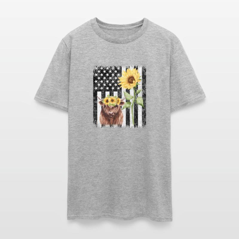 American Flag Farm Cow Sunflower Farming Highland