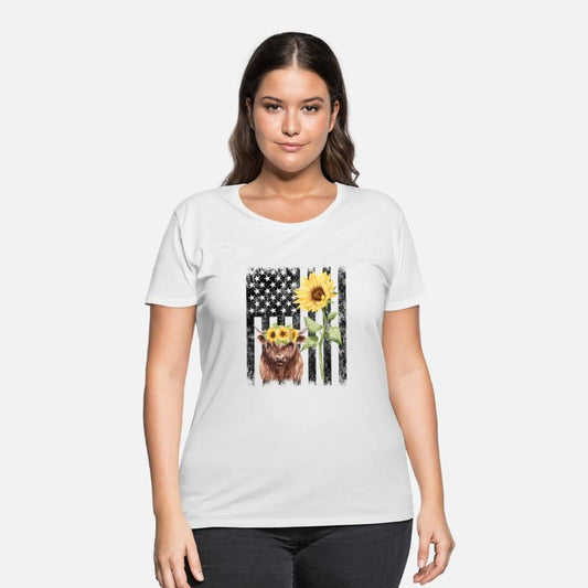 American Flag Farm Cow Sunflower Farming