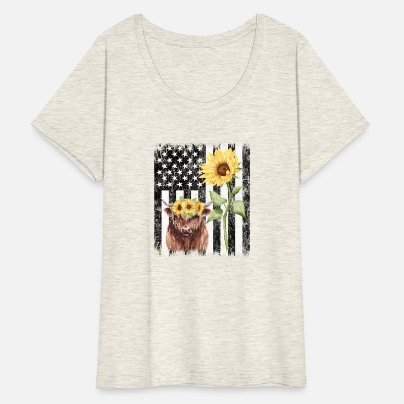 American Flag Farm Cow Sunflower Farming