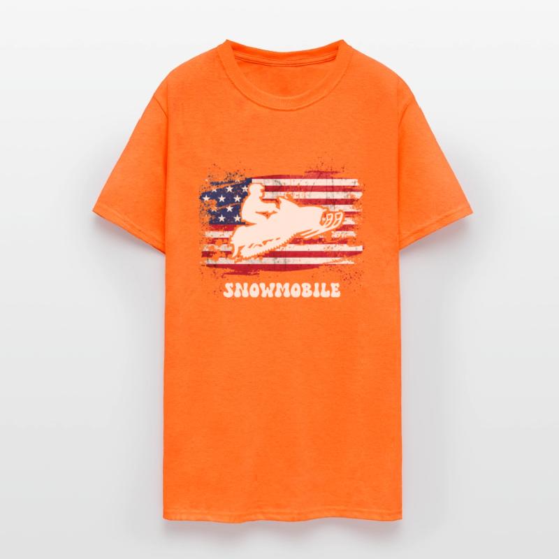 American Flag Snowmobile Rider Snowmobiling Winter