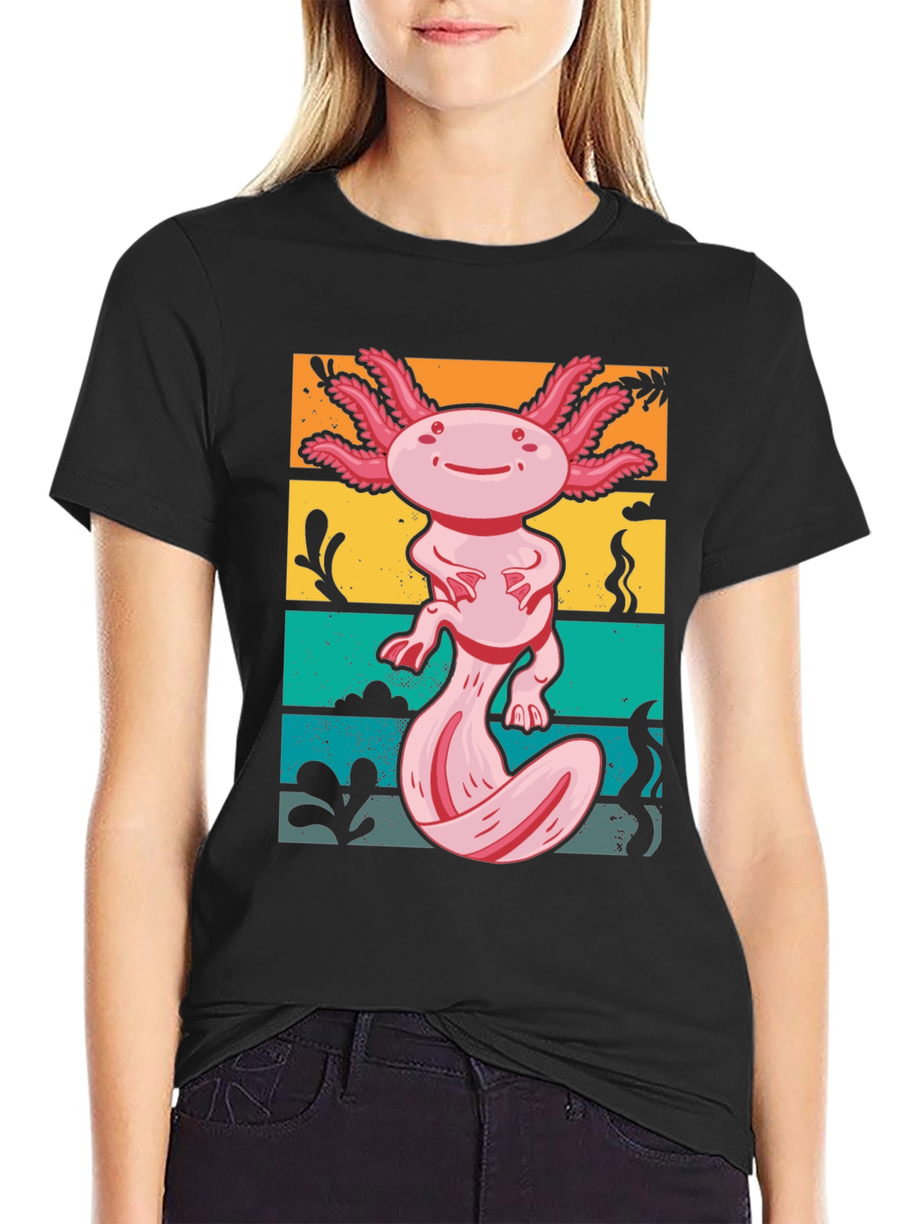 Axolotl Retro Graphic Tee - Mens Black T-Shirt