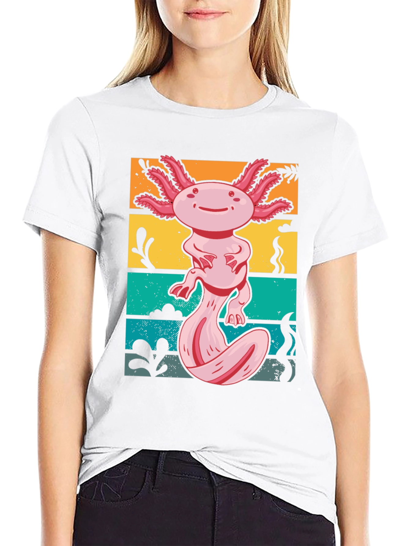 Axolotl Retro Graphic Tee - Mens Black T-Shirt