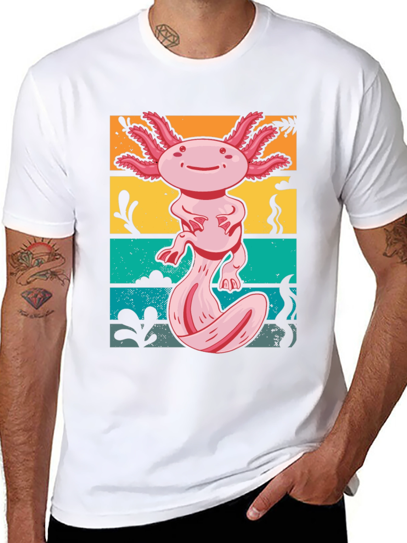 Axolotl Retro Graphic Tee - Mens Black T-Shirt