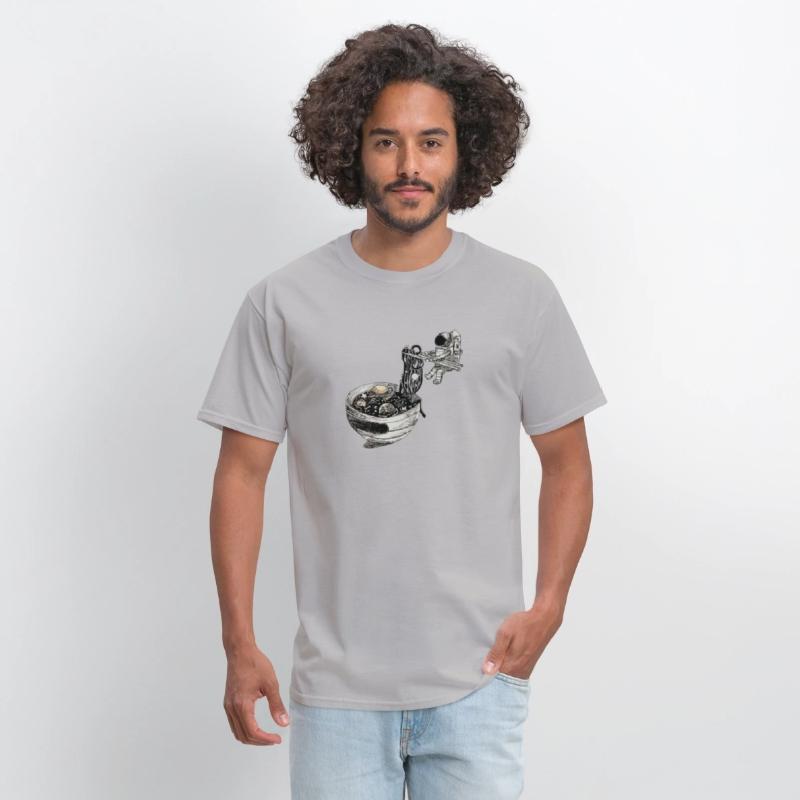 Astronaut Eating Japanese Ramen Noodles Soup Bowl