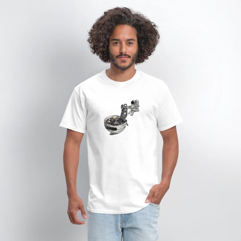 Astronaut Eating Japanese Ramen Noodles Soup Bowl