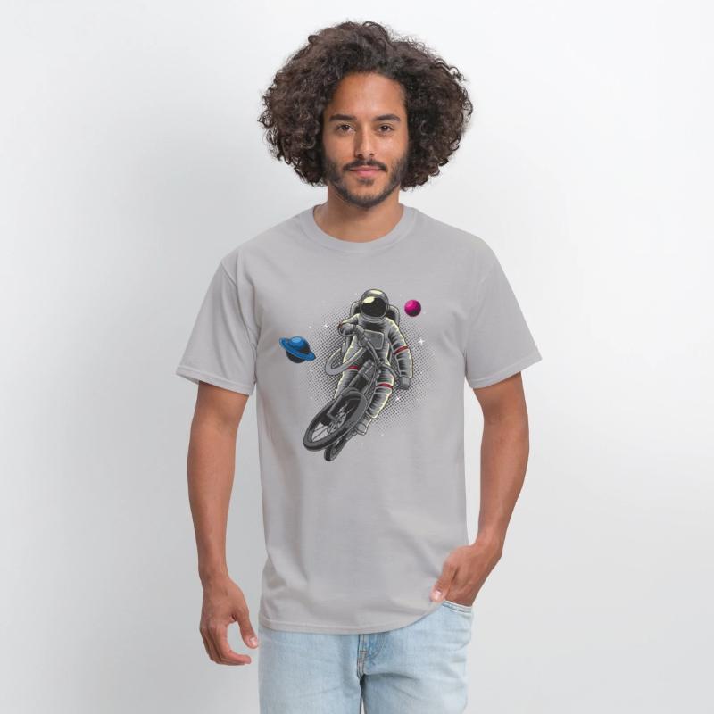 Astronaut Riding Bike On Space