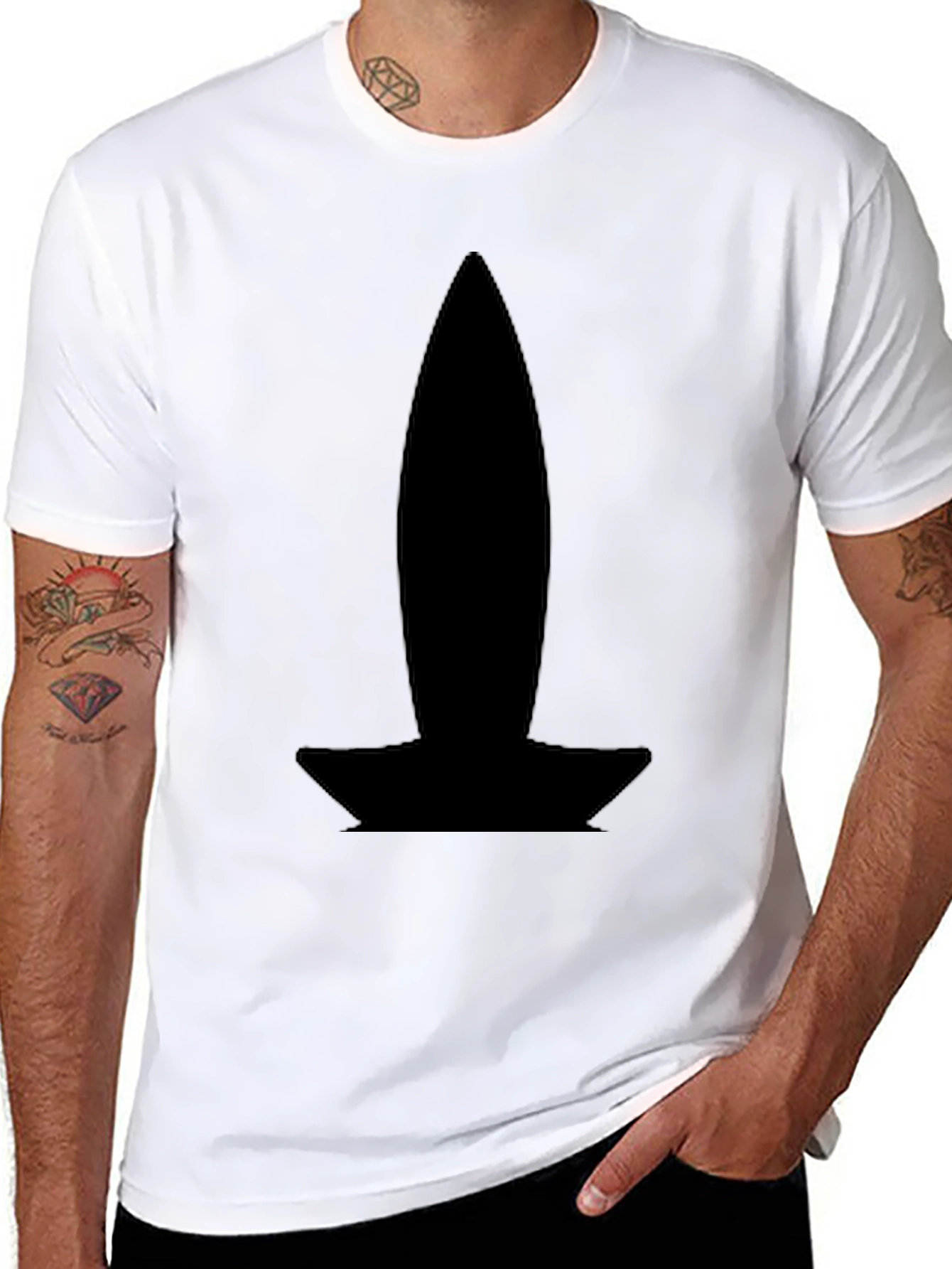 Black T-Shirt with Abstract Silhouette Graphic