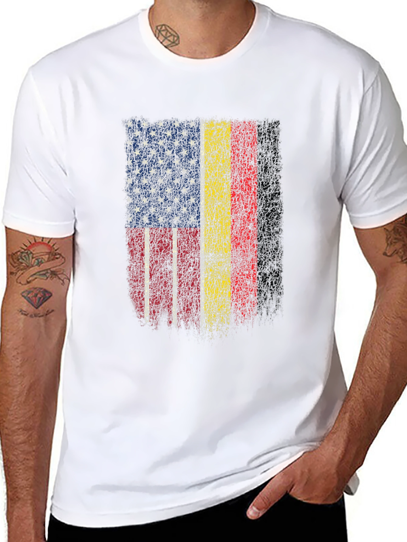USA & Romania Flag Graphic Print T-Shirt
