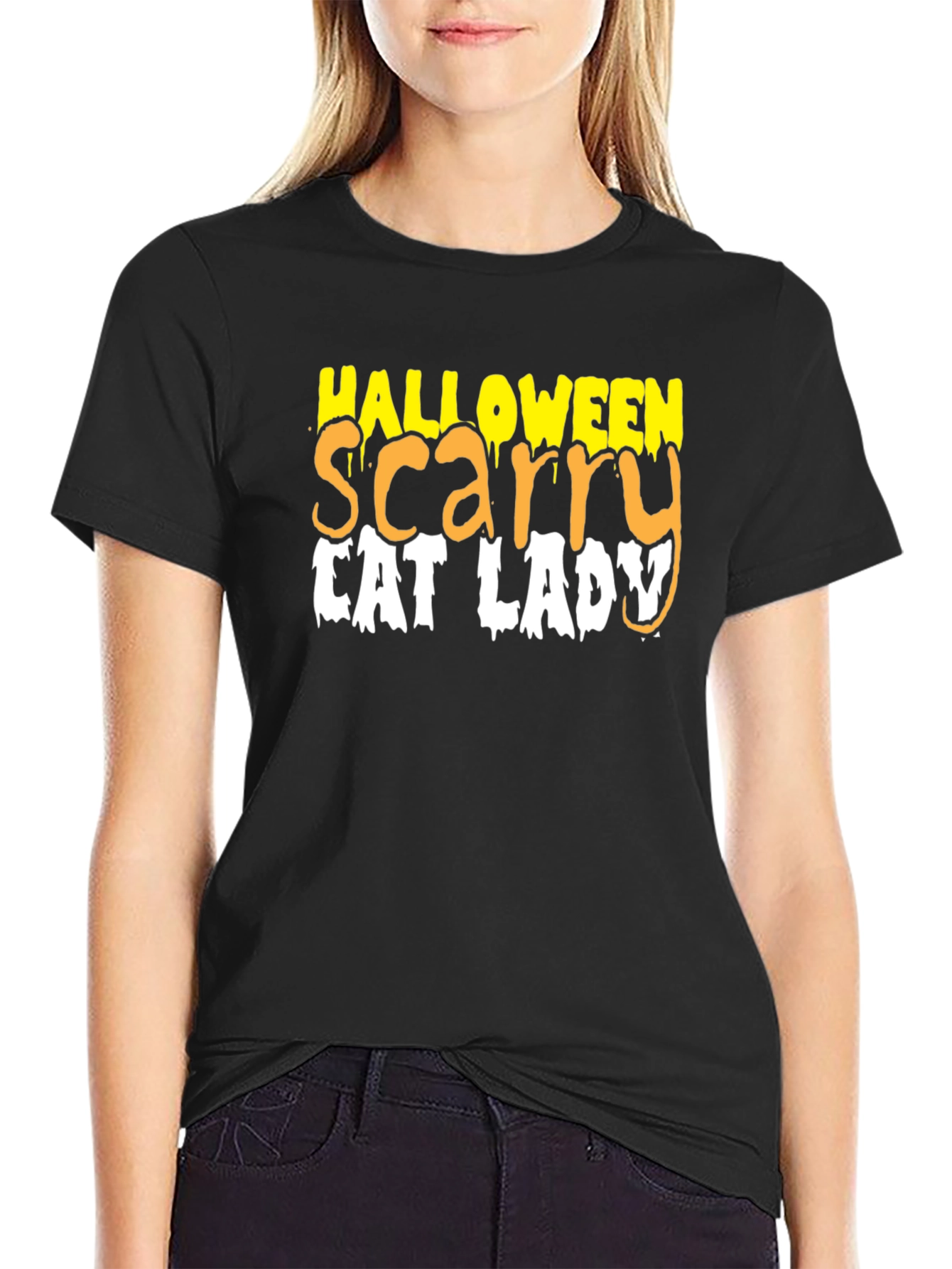 Halloween Scary Cat Lady T-Shirt