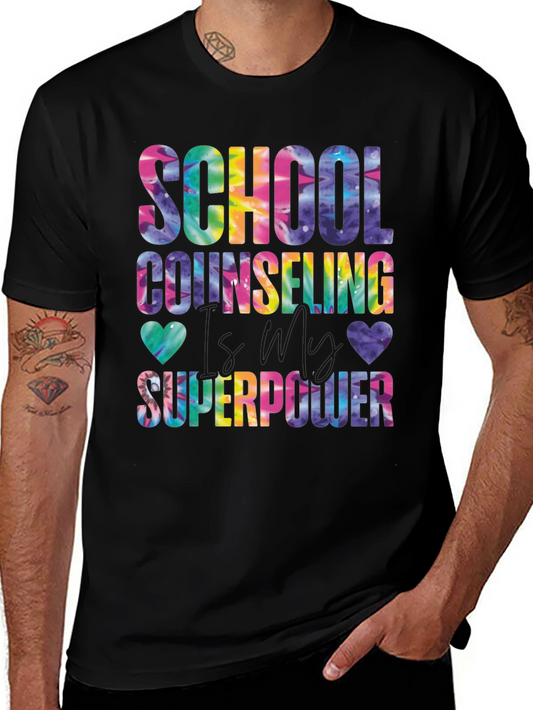School Counseling Superpower Tie-Dye Graphic T-Shirt
