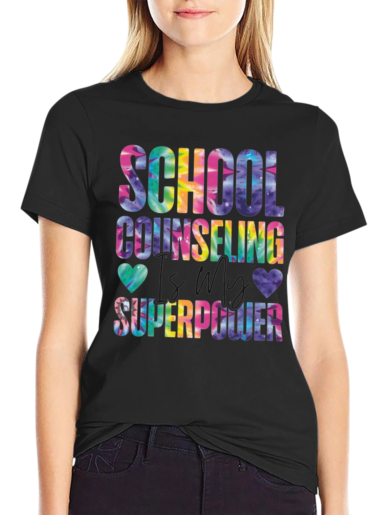 School Counseling Superpower Tie-Dye Graphic T-Shirt