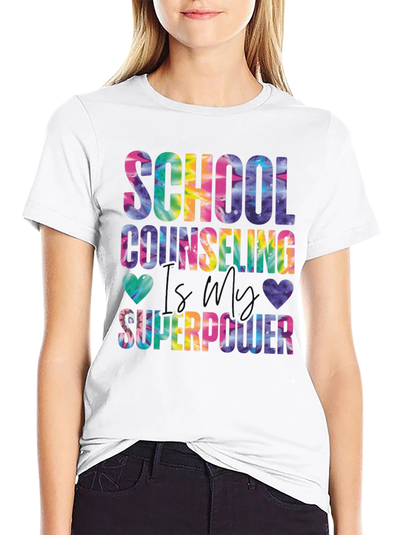 School Counseling Superpower Tie-Dye Graphic T-Shirt