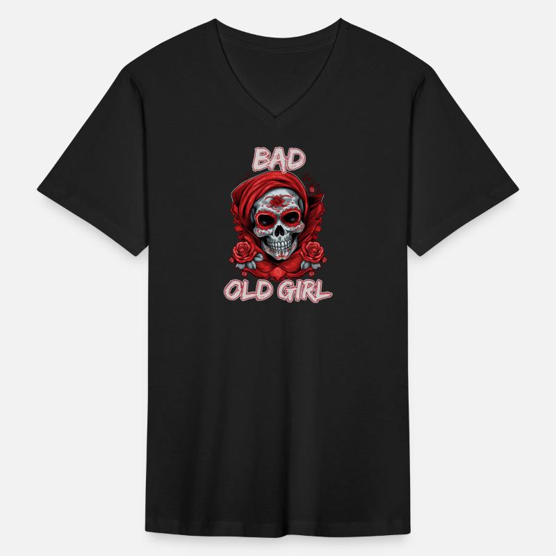 Bad Old Girl Rose Skull Sarcasm Ironic Biker
