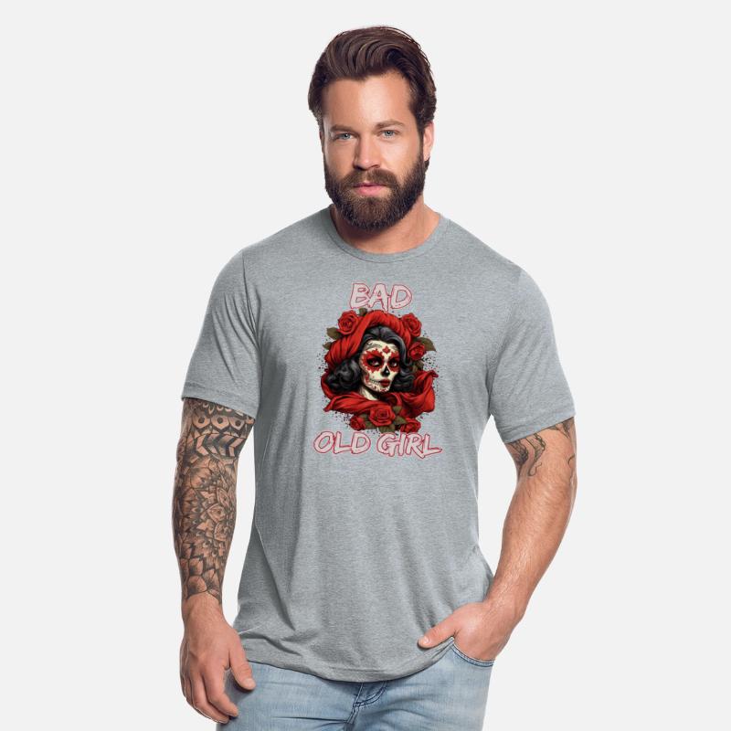 Bad Old Girl Rose Skull Sarcasm Ironic Biker