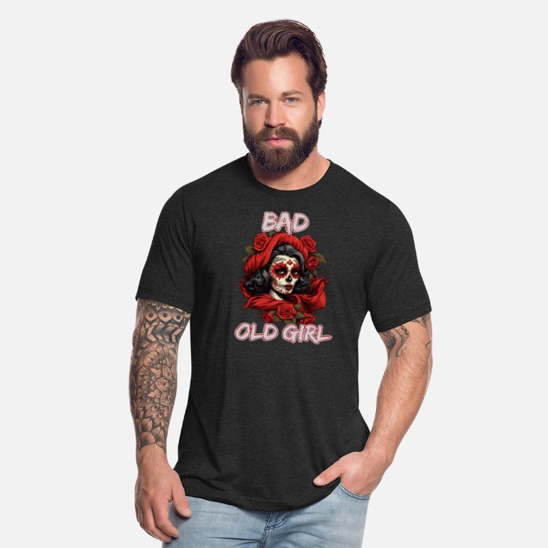 Bad Old Girl Rose Skull Sarcasm Ironic Biker