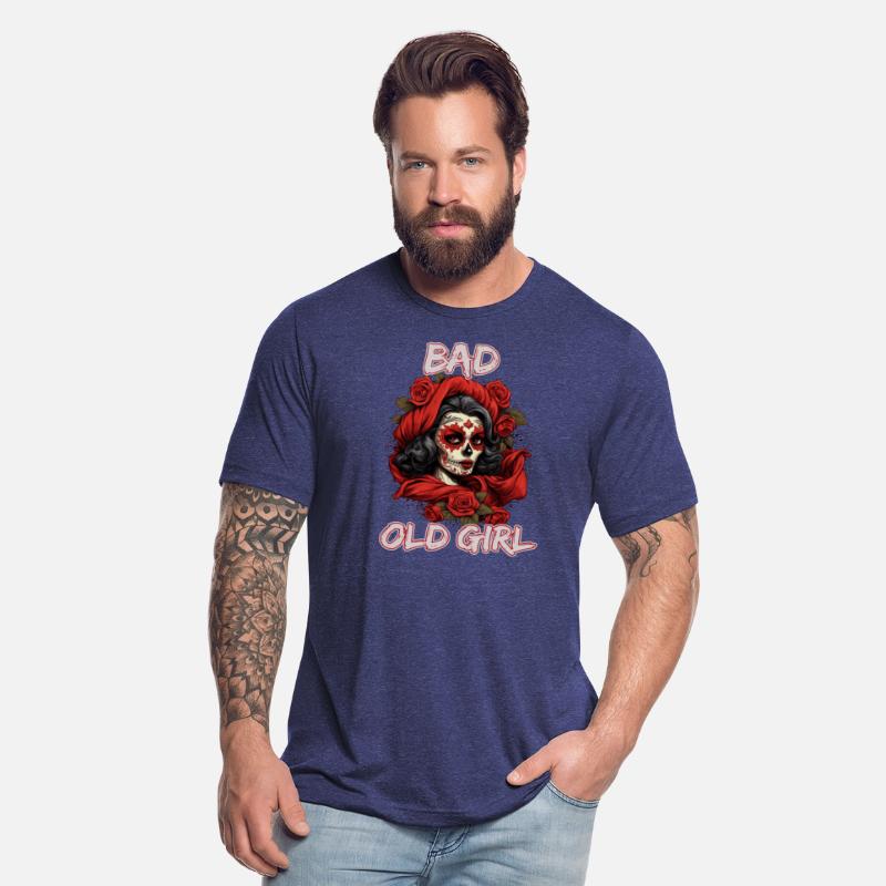 Bad Old Girl Rose Skull Sarcasm Ironic Biker