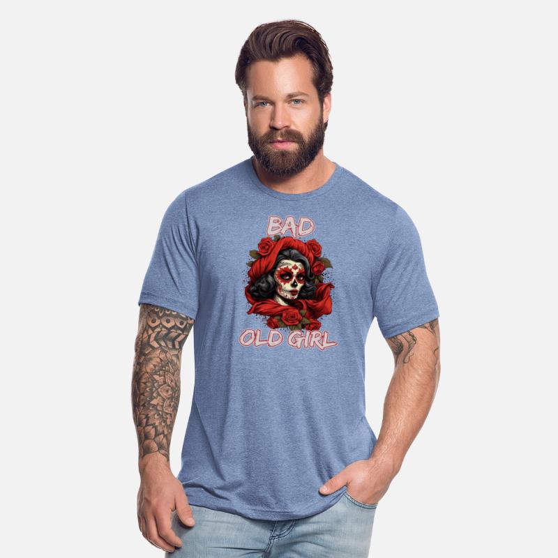 Bad Old Girl Rose Skull Sarcasm Ironic Biker