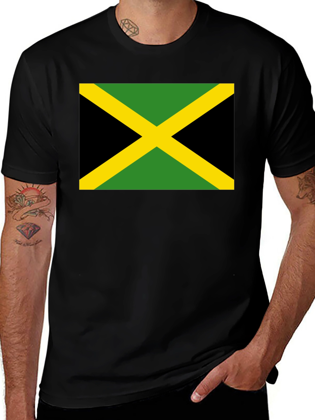 Jamaica Flag T-Shirt - Black Cotton Tee