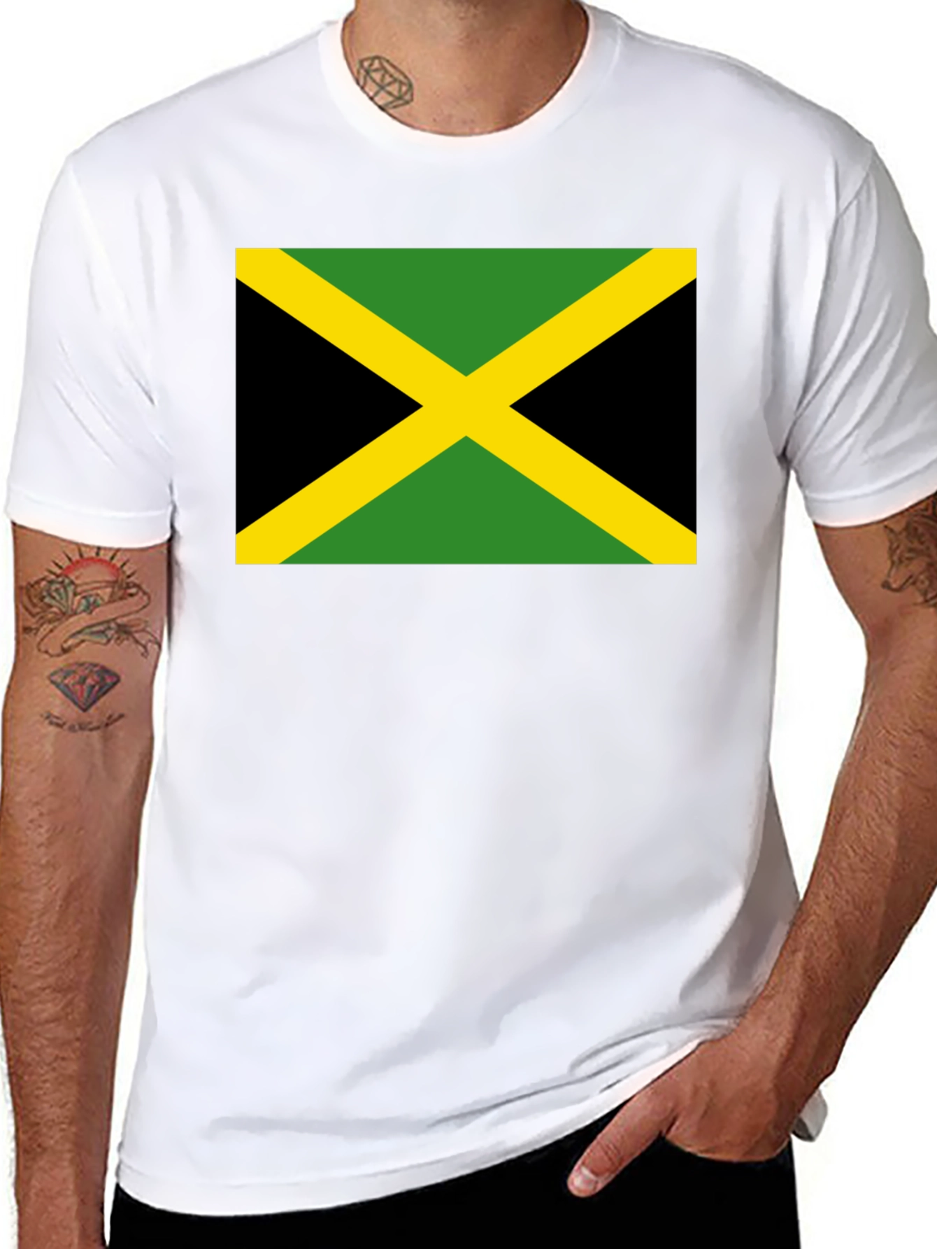 Jamaica Flag T-Shirt - Black Cotton Tee