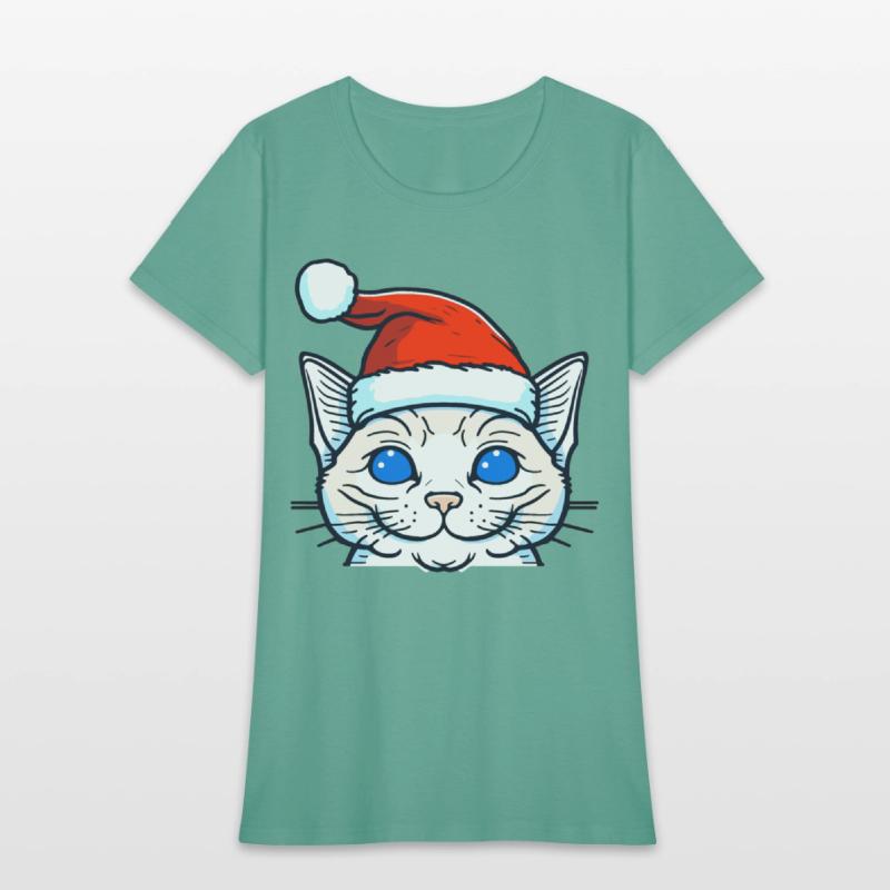 Beautiful cat wearing Christmas hat