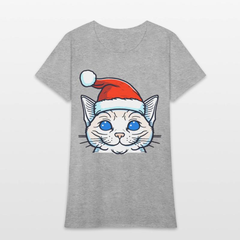 Beautiful cat wearing Christmas hat