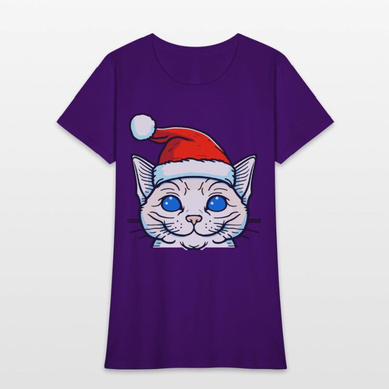 Beautiful cat wearing Christmas hat