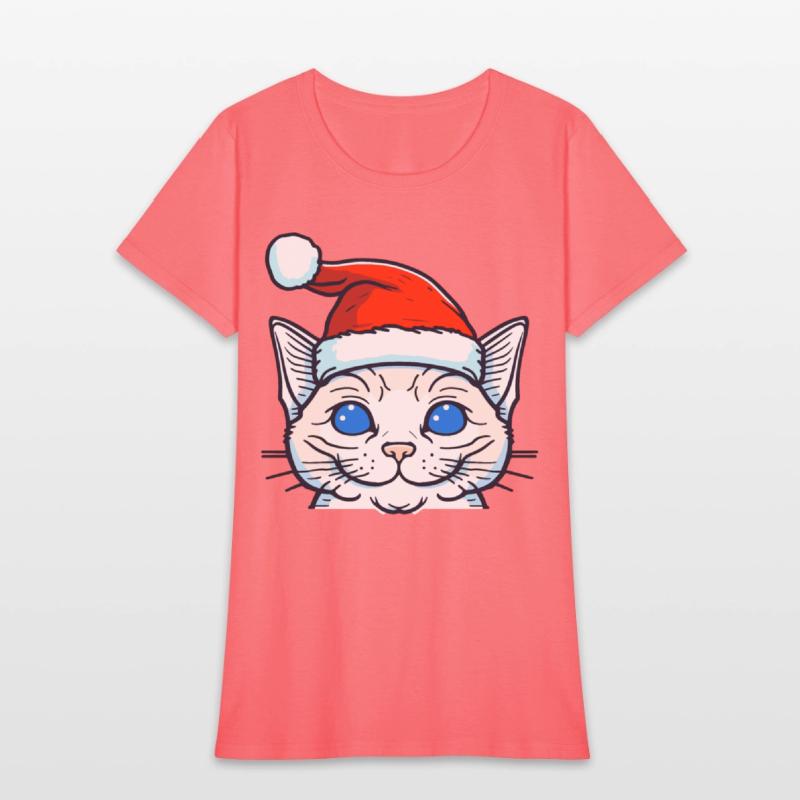 Beautiful cat wearing Christmas hat