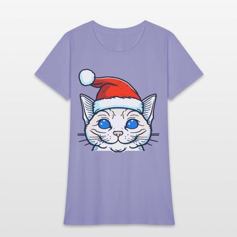 Beautiful cat wearing Christmas hat