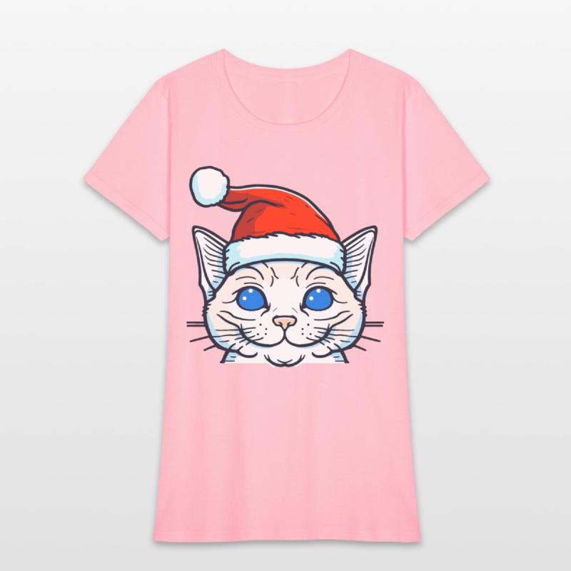 Beautiful cat wearing Christmas hat