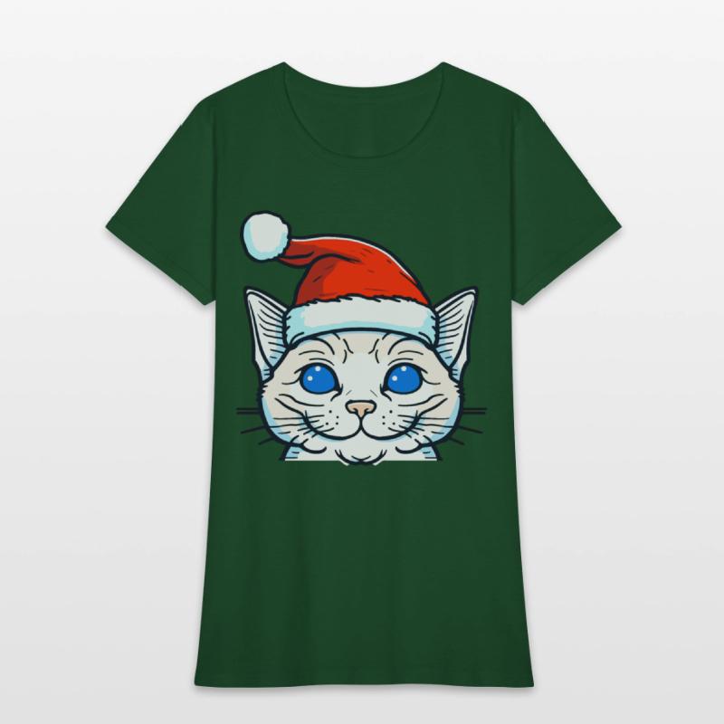 Beautiful cat wearing Christmas hat