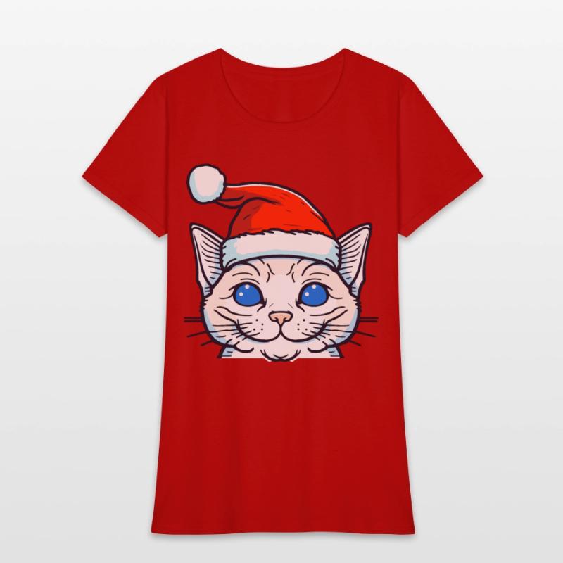 Beautiful cat wearing Christmas hat