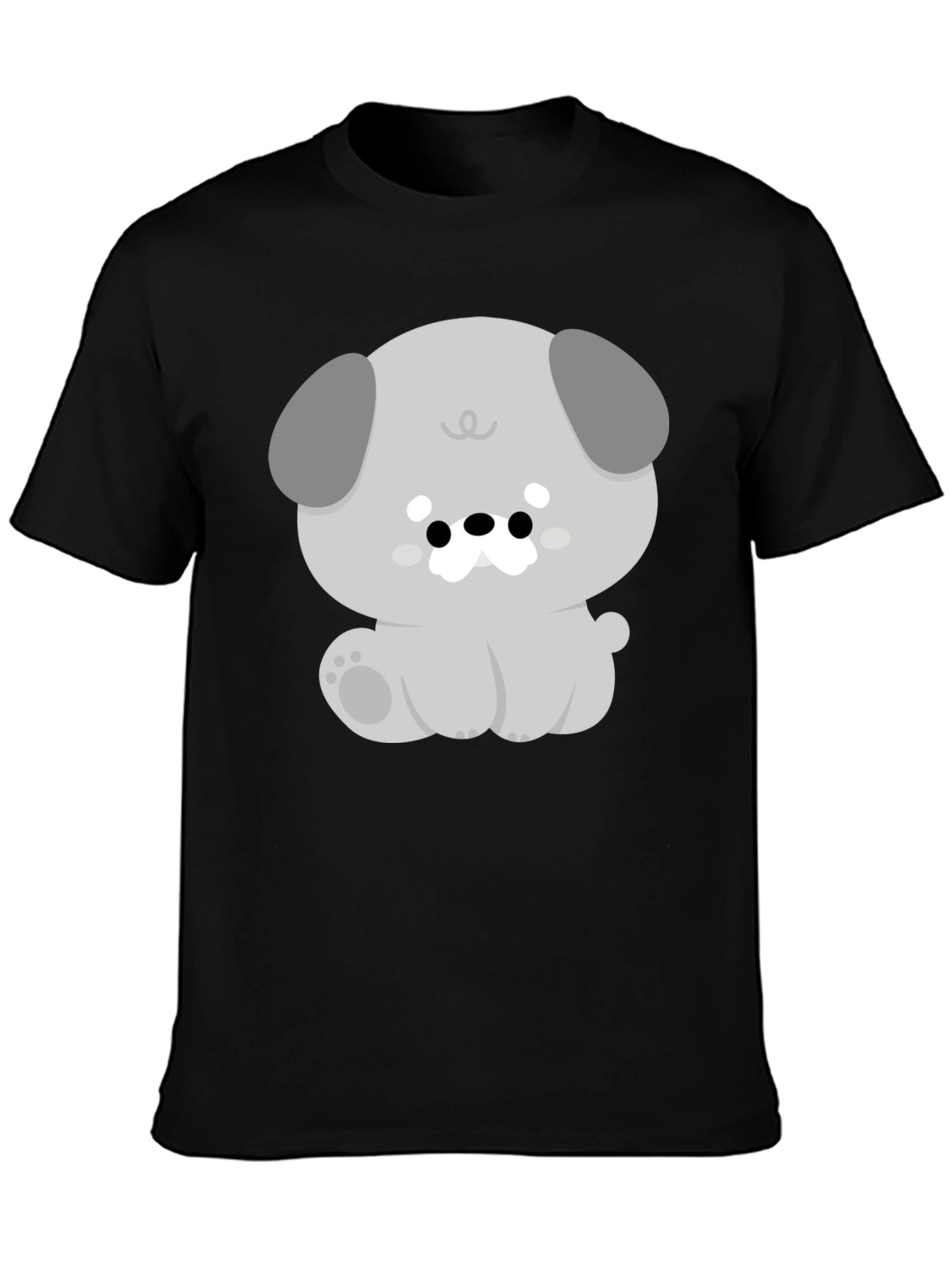 Cute Dog Graphic Black Tee