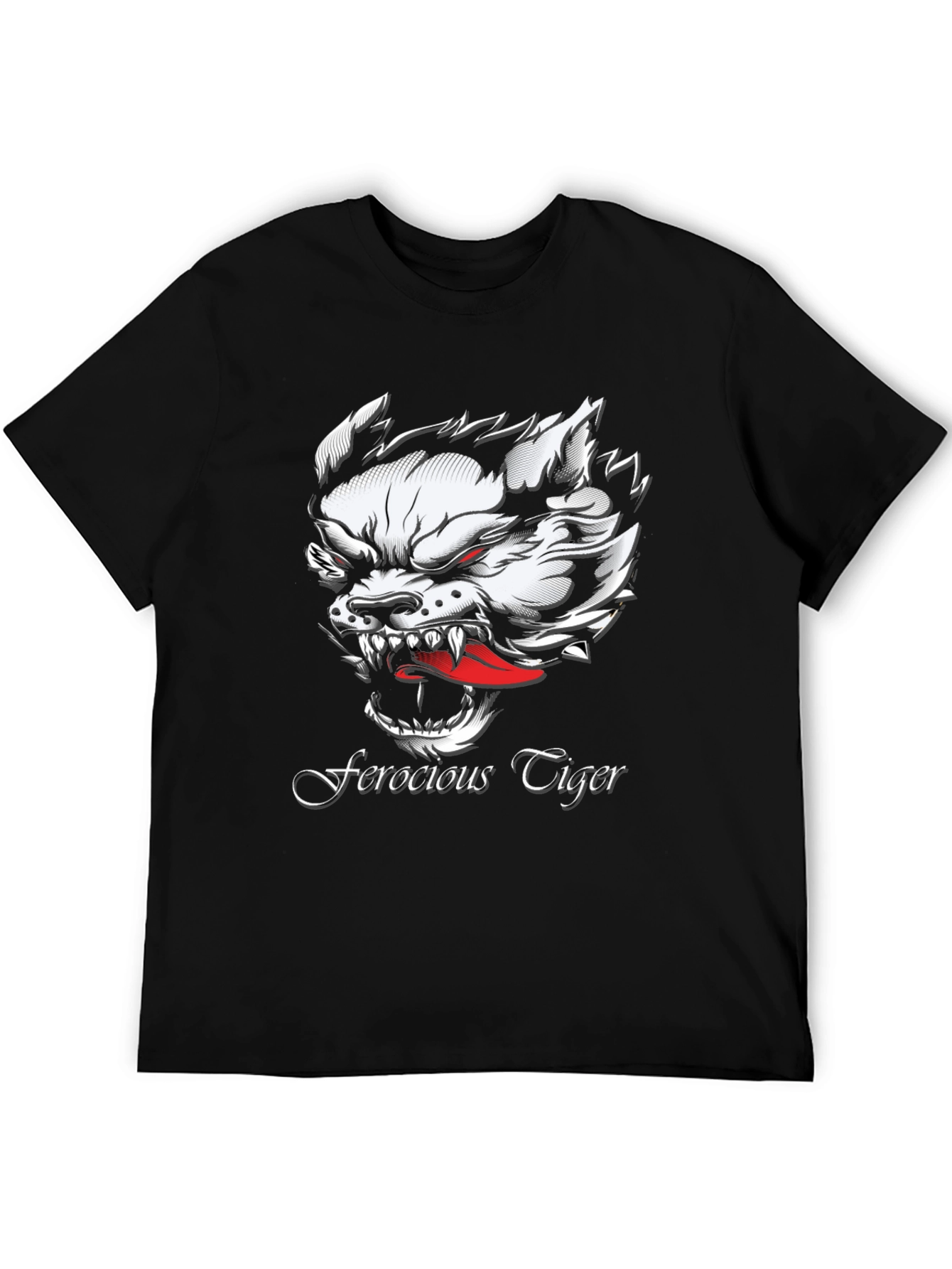 Ferocious Tiger Graphic Black T-Shirt