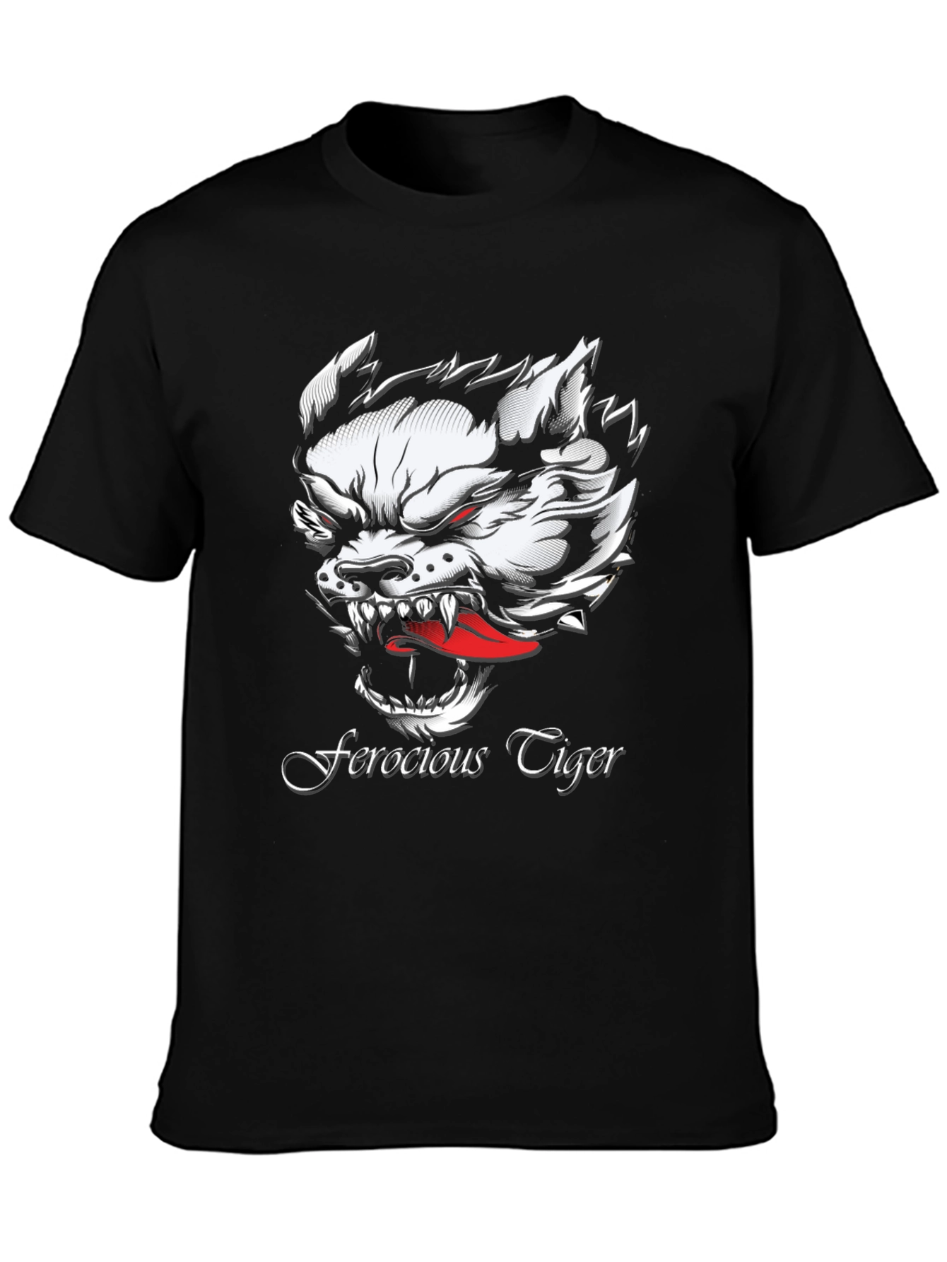 Ferocious Tiger Graphic Black T-Shirt