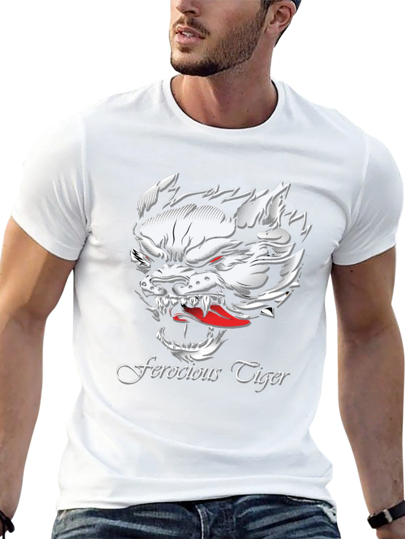 Ferocious Tiger Graphic Black T-Shirt